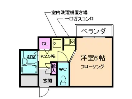 東華苑V(1K/2階)の間取り写真