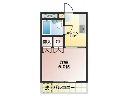 ブランシュ富士(1K/2階)の間取り写真