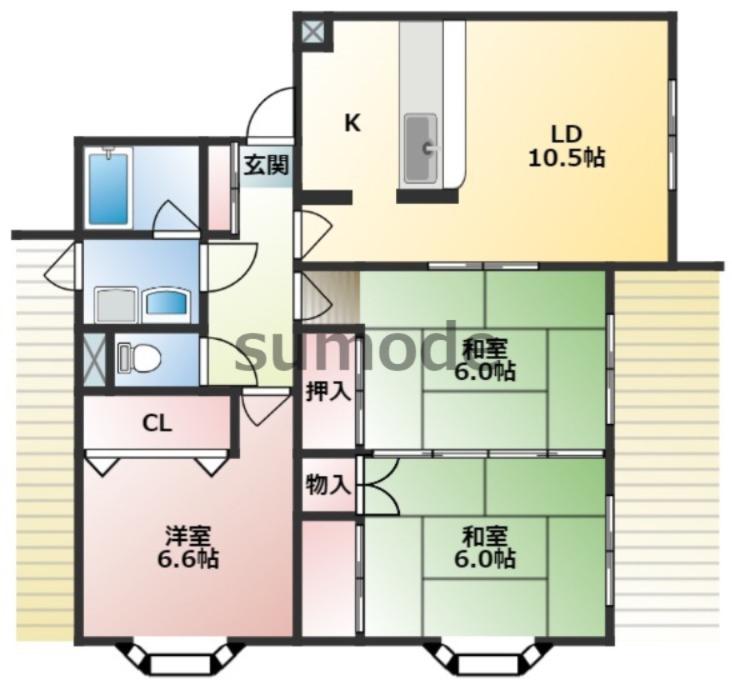小林マンション(3LDK/1階)の間取り写真
