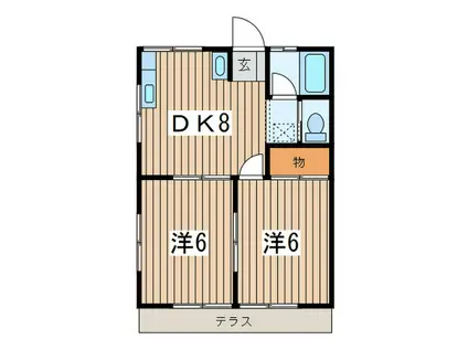 原田ハイツ(2DK/1階)の間取り写真