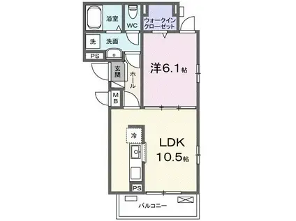 サンク フィチオ(1LDK/2階)の間取り写真