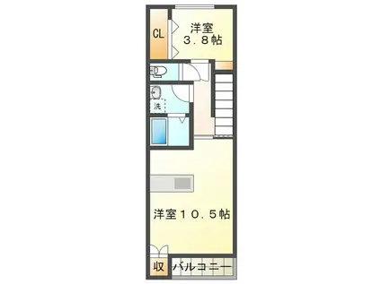 オランジュベール岸岡(1LDK/2階)の間取り写真