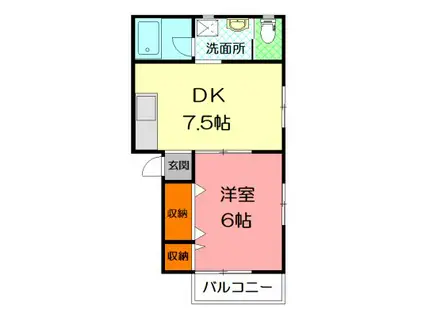 リバーサイド平井II(1DK/1階)の間取り写真