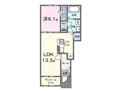 メゾン アールエスピー(1LDK/1階)の間取り写真