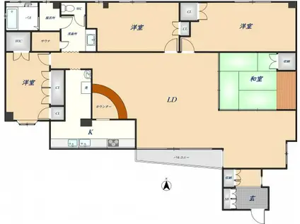 いろは荘(4LDK/1階)の間取り写真