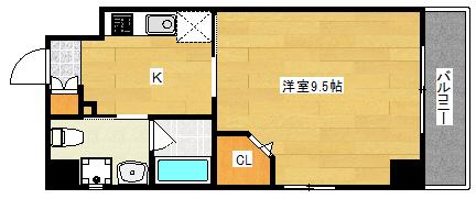 パレグレース中広II(1K/5階)の間取り写真