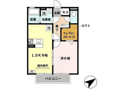 グランフォート A棟(1LDK/2階)の間取り写真
