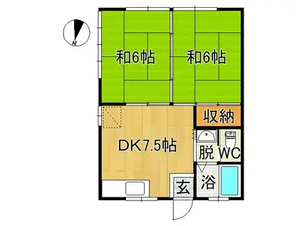 幸荘(2DK/1階)の間取り写真