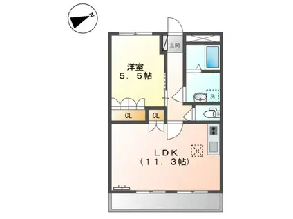 マルベリー(1LDK/1階)の間取り写真