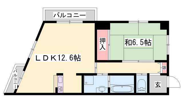 プレジオ滝野(1LDK/2階)の間取り写真