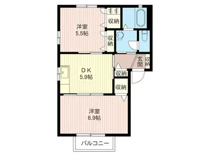 グランリヴェールA(2K/2階)の間取り写真