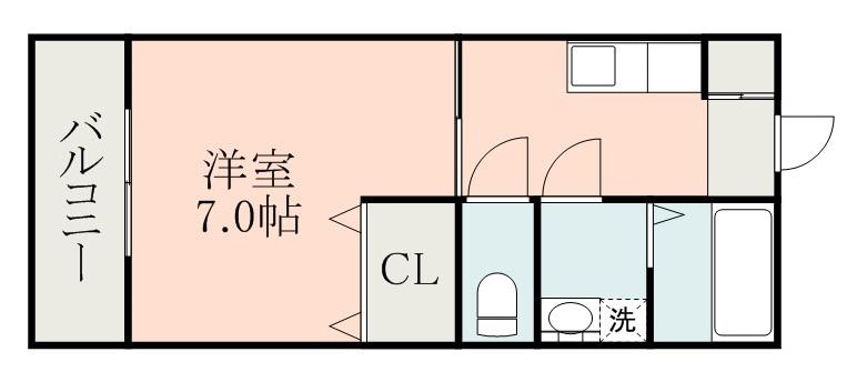 甲南ハイツ(1K/4階)の間取り写真