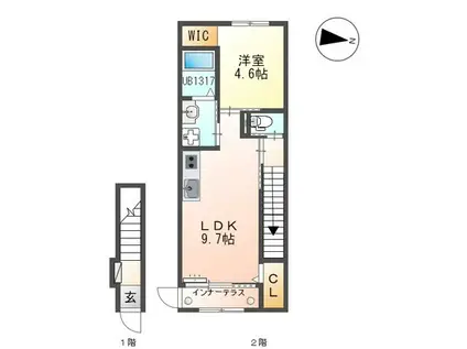 CONFORTO原島町(1LDK/2階)の間取り写真