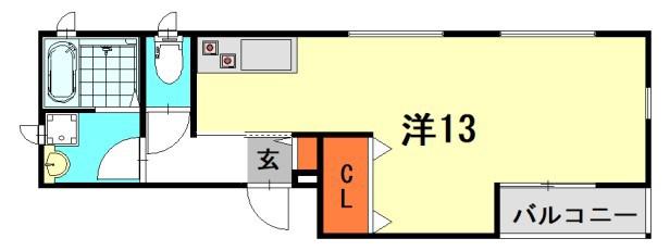 クオリア参番館(ワンルーム/3階)の間取り写真