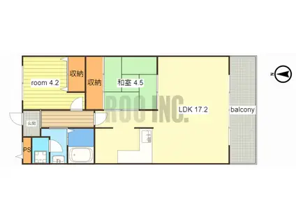 アクティブライフ(2LDK/4階)の間取り写真