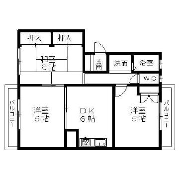 アマネセル堅田(3DK/1階)の間取り写真