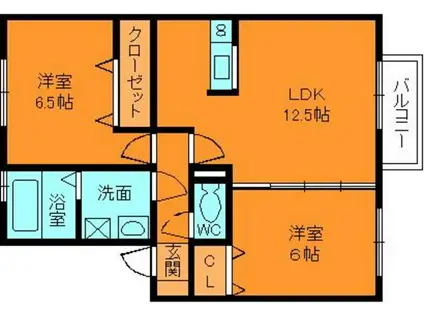 グラフォートⅡ(2LDK/2階)の間取り写真