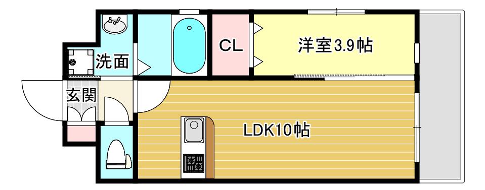 第50川崎ビル(1LDK/9階)の間取り写真