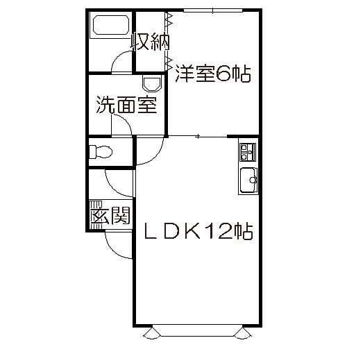 メゾンド中道(1LDK/1階)の間取り写真