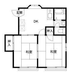 コーポ川島(2DK/1階)の間取り写真