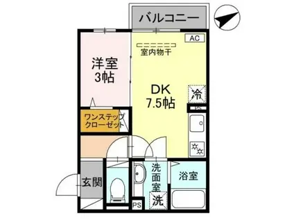 ウィット紀三井寺(1DK/2階)の間取り写真
