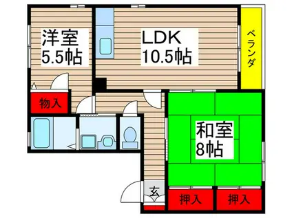 アレイ鬼高B(2LDK/2階)の間取り写真