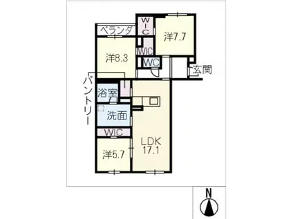 エバンジェリスト(3LDK/1階)の間取り写真