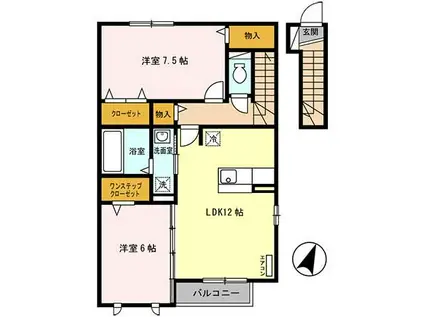 ヴィラSAKURAC(2LDK/2階)の間取り写真