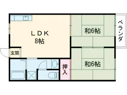宮之川原サンハイツ(2LDK/2階)の間取り写真