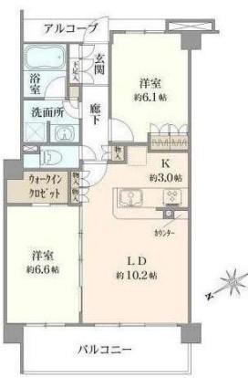 リビオ新宿ザ・レジデンス(2LDK/4階)の間取り写真