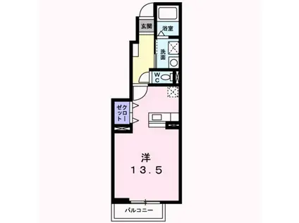 ソレアードA(ワンルーム/1階)の間取り写真