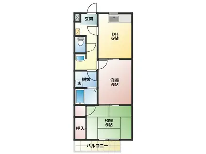 コーポラス二見(2DK/2階)の間取り写真