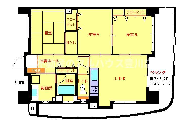 ロイヤルハイツ石黒(3LDK/8階)の間取り写真
