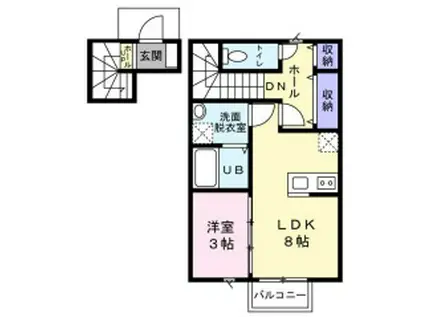 PAMS(1LDK/2階)の間取り写真