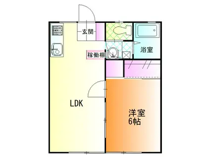 パナタウンチェリーB棟(1LDK/2階)の間取り写真