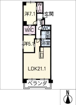 シュロス黒川(2LDK/2階)の間取り写真