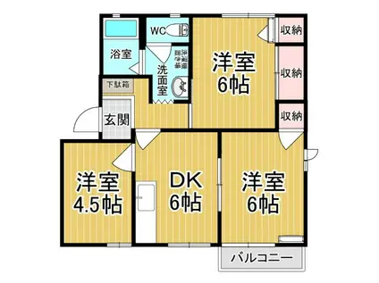 ラフォーレミツルC(3DK/2階)の間取り写真