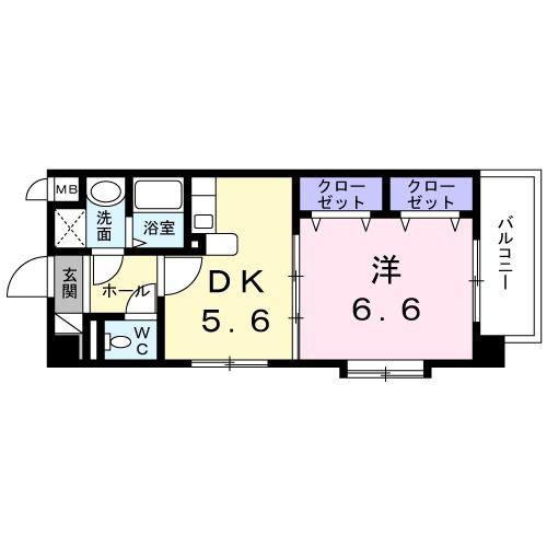 リバーハイツ石塚(1DK/1階)の間取り写真