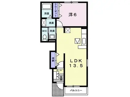 アルバ I(1LDK/1階)の間取り写真