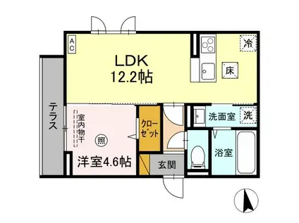 SERENVITA イースト(1LDK/1階)の間取り写真