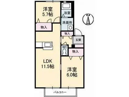 ベルエポック(2LDK/2階)の間取り写真