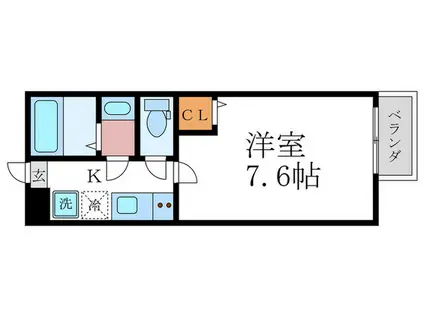 フラッティ四条大宮II(1K/2階)の間取り写真