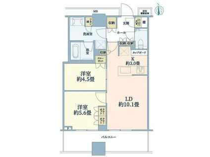 ワールドタワーレジデンス(2LDK/18階)の間取り写真