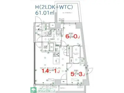 K-COURT押上(2LDK/6階)の間取り写真