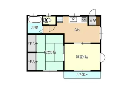 ソレーユ鹿嶋A棟(2DK/2階)の間取り写真