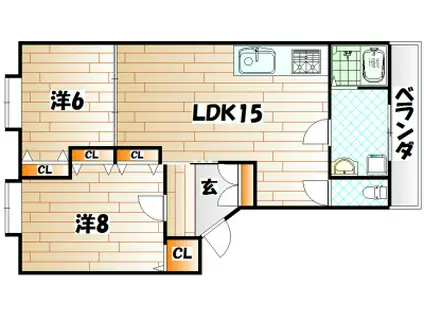 アームビル(2LDK/3階)の間取り写真