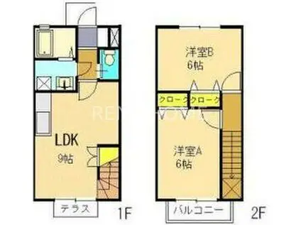 ブエナアビテートII(2LDK/1階)の間取り写真