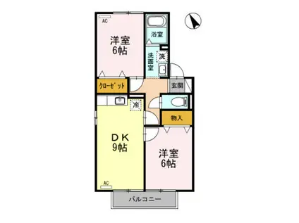 ラコンテ東通(2DK/2階)の間取り写真