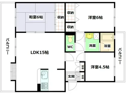 第2ファミーユ半田(3LDK/4階)の間取り写真