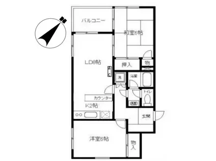 ピエタテール富士見(2LDK/1階)の間取り写真